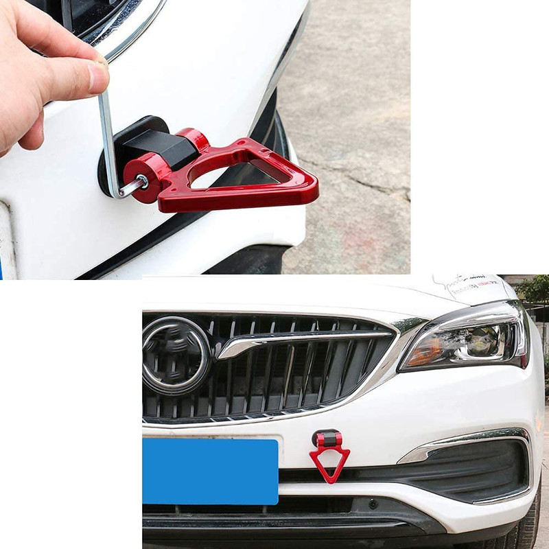 JMD GLOBAL SALES Car Tow Hook Universal Decorative V Shape Racing Style Vehicle Tool Kit
