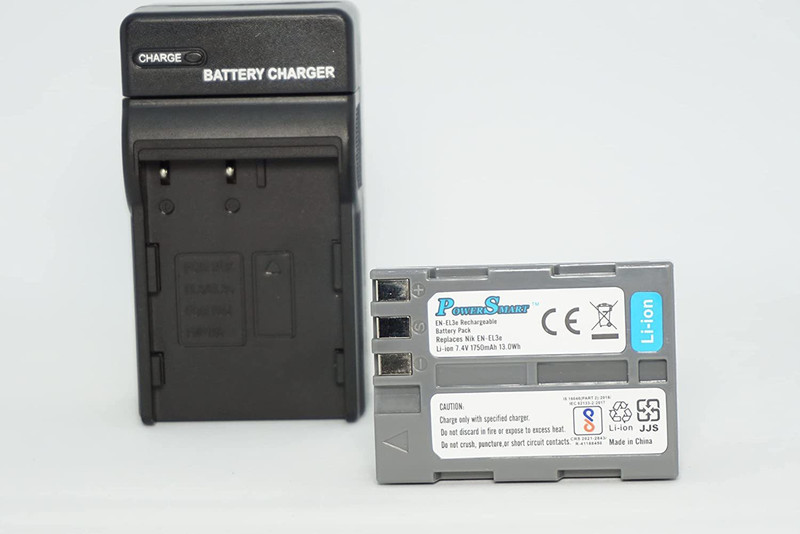 Power Smart EN-EL3E Battery + EN-EL3E Charger Compatible with Nikon D90, D300, D300S, D700  Camera Battery Charger(Black)