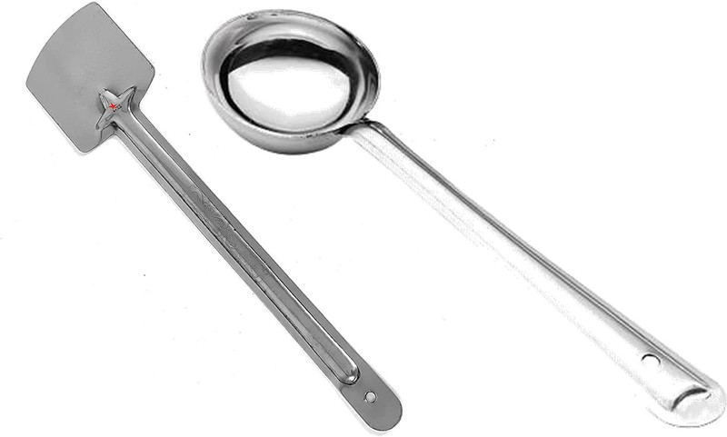 RSPTJM Stainless Steel Perfect Dosa Making Spoon/Ladle of 2 Pcs (Size 23cm) combo set Mixing Spatula(Pack of 2)