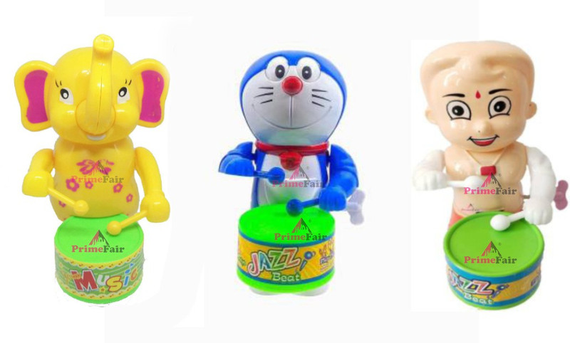 PRIMEFAIR Key-Operated Cute Doll Girl and Elephant Drummer Toy with Drumming for Kids(Multicolor)