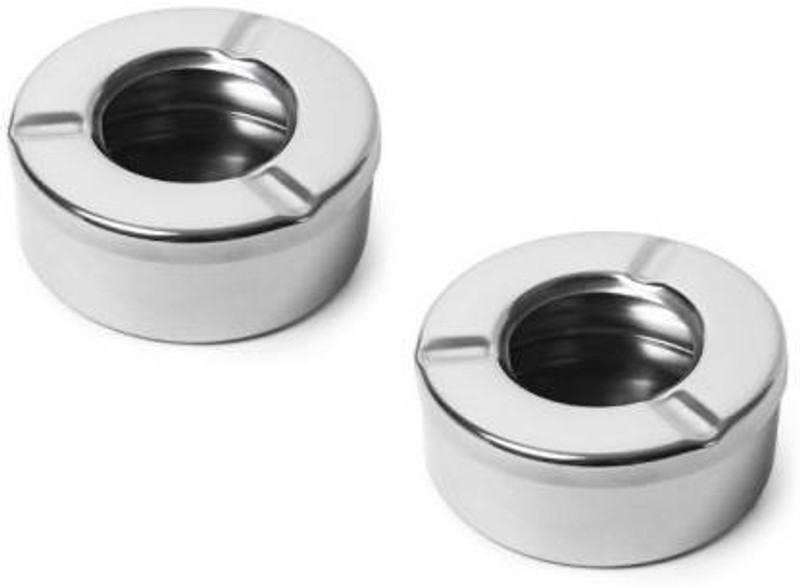vinayjain Sintage Silver Stainless steel Ashtray Silver Stainless Steel Ashtray(Pack of 2)
