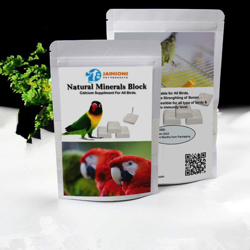 Jainsons Pet Products Natural Minerals Block Calcium Suppliment for All Birds 0.3 kg Dry Young, Adult, New Born, Senior Bird Food