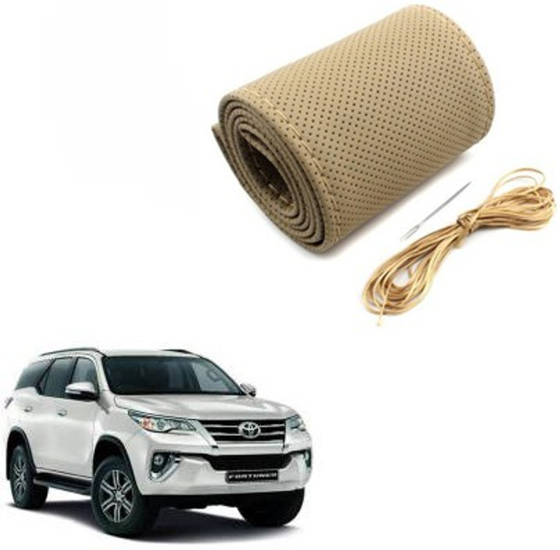 ELECTRIBLES Hand Stiched Steering Cover For Toyota Fortuner(Beige, Leatherite)