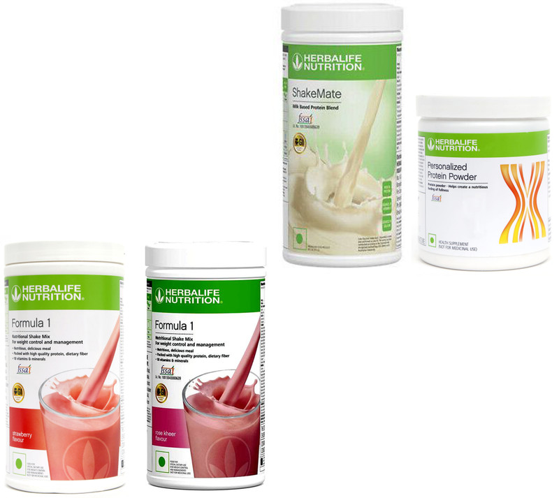 Herbalife Nutrition FORMULA 1 SHAKE VANILLA+ ROSE KHEER 2 PCS PROTIEN 200 G SHAKEMATE VANILLA FLAVOR Nutrition Drink(4x0.04 kg, VANILLA, ROSE KHEER Flavored)