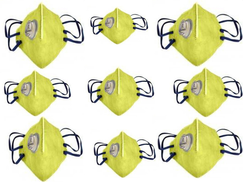 psu NEW Venus Anti-Pollution Best Quality Mask V410V ( Yellow ) Respirator PACK OF 9(Free Size, Pack of 9)