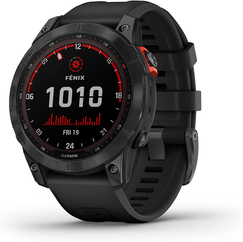 GARMIN Fenix 7 Solar Multisport Watch, PacePro Technology, Climbro, Stamina Tracking Smartwatch (Black Strap, M)