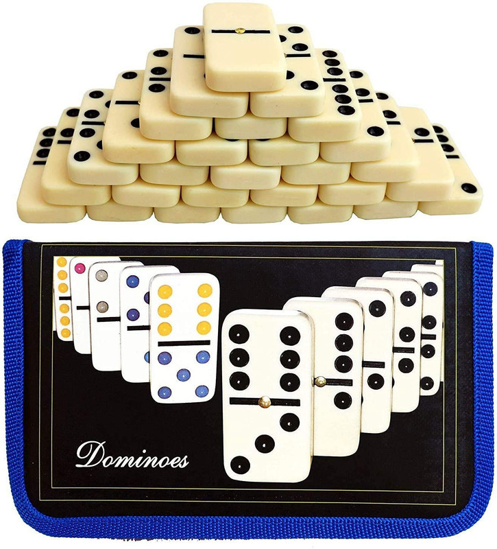 Pluspoint Double Six Dot Domino's Blocks with Carry Pouch Bag Set of 28 for 2-4 Players | Party & Fun Board Game