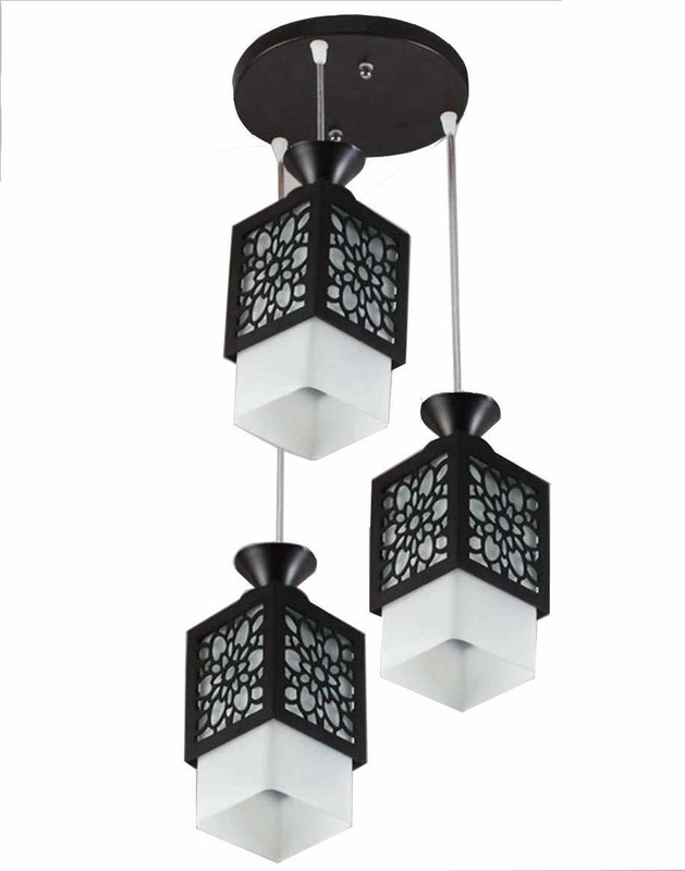 Sinoman Board-Wood Laser Cut Flower Design Hanging Light Pendant Lamp Ceiling Lamp(Brown)