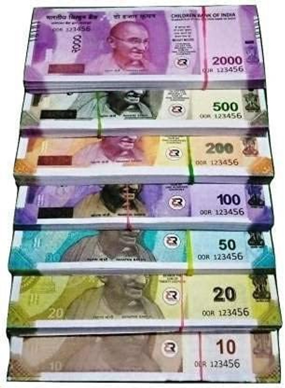 NAMANSHU TEX (20 Each x 7=140 Nakli Note)indian fack currency (fack Note-10,20,.....,2000) Fake currency Gag Toy