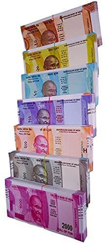 URBANE CHIC Fake Note Bundle, Dummy Prank Rupees, Nalki Coupon Playing Currency 350 Note 10 | 20 | 50 | 100 | 200 | 500 | 2000 Gag Toy(Multicolor)