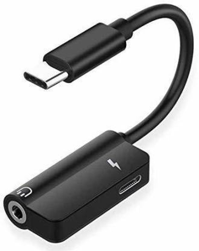 SANNO WORLD Black Type-C to 3.5mm Audio Jack and 2-in-1 Adapter Use For All Type-C Smartphone Phone Converter(Android)