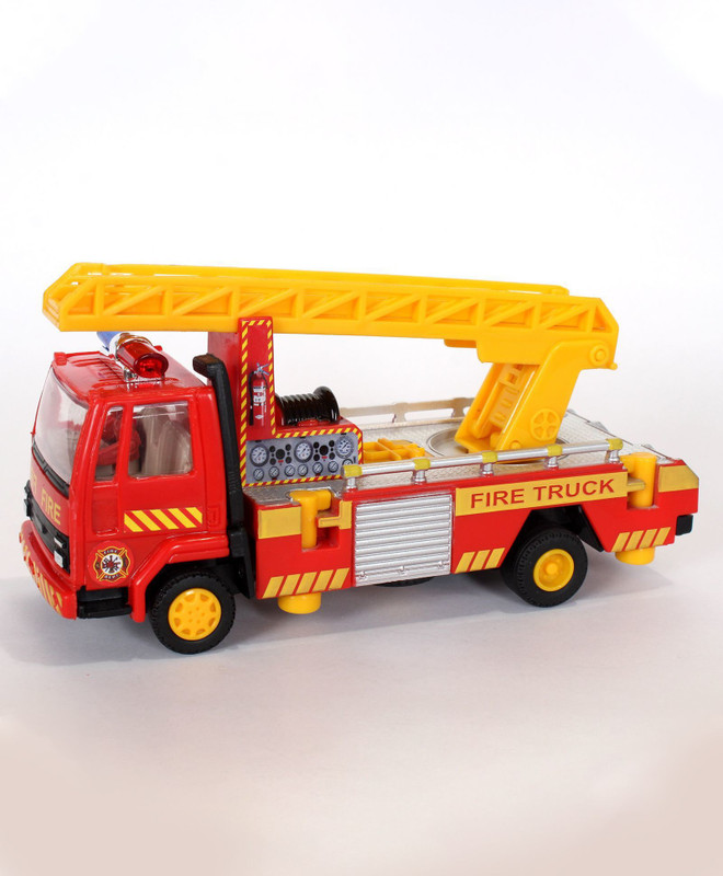 PEZYOX Pull Back Fire Ladder Truck toy(Red Yellow, Pack of: 1)