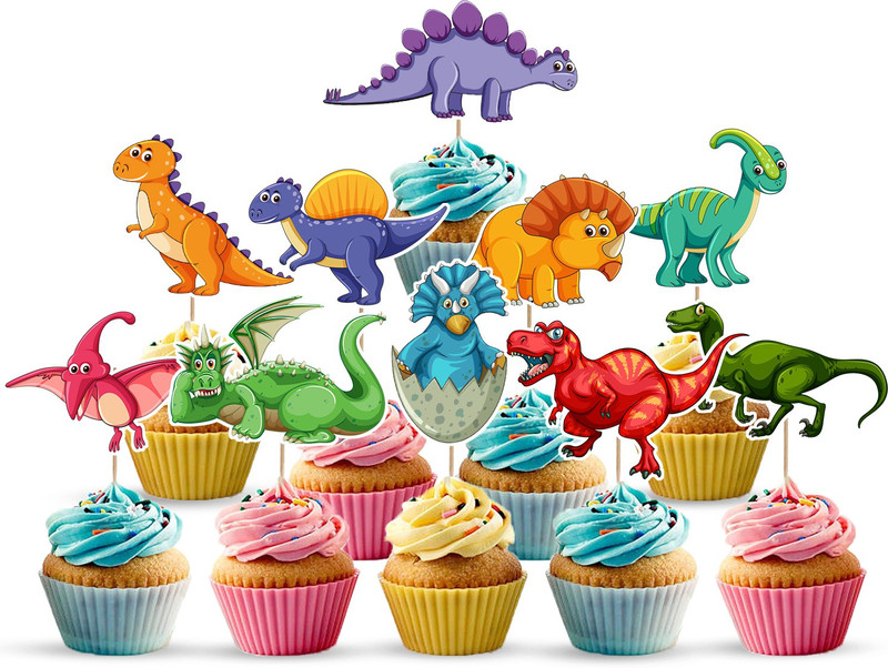 ZYOZI 10 Pcs Dinosaur Cupcake Toppers Supplies,Dinosaur Cake Decorations for Birthday Cupcake Topper(multi Pack of 10)