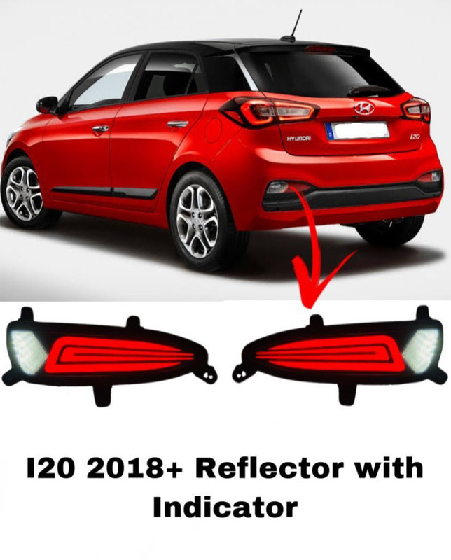RohanEshop Hyundai i20 (2018-19) 4 Function Reflector with Indicator,Reverse Light Type - 3 Car Reflector Light(Red)
