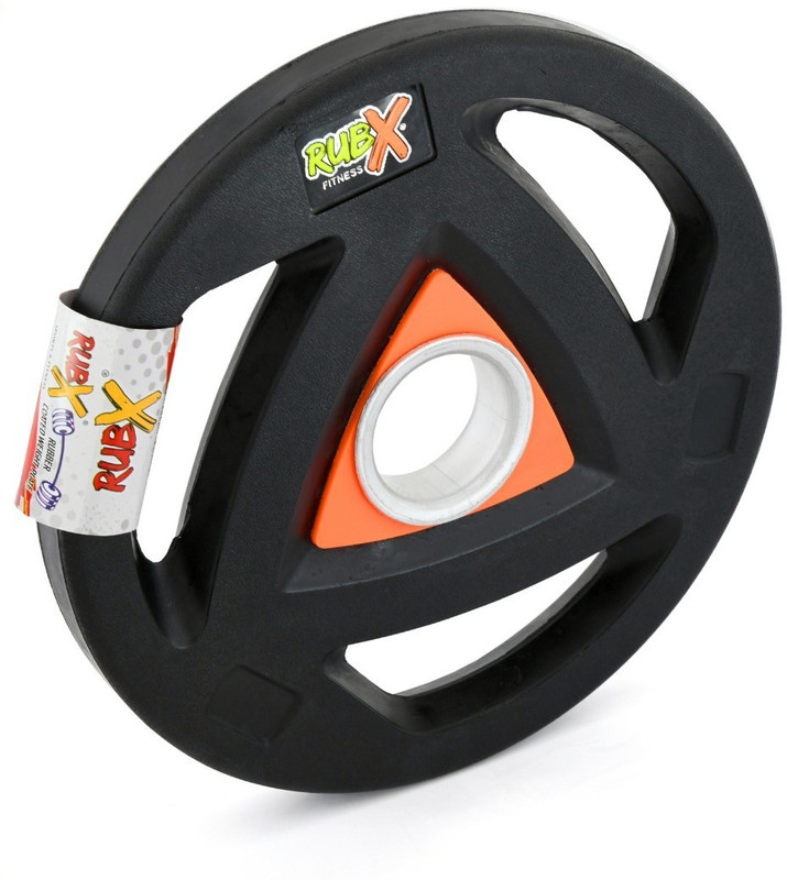 RUBX Rubber Coated Iron Weight Plate with Tri-Grip for Rods 50 MM 2.5kg (Pack of Two) Black Weight Plate(2.5 kg)