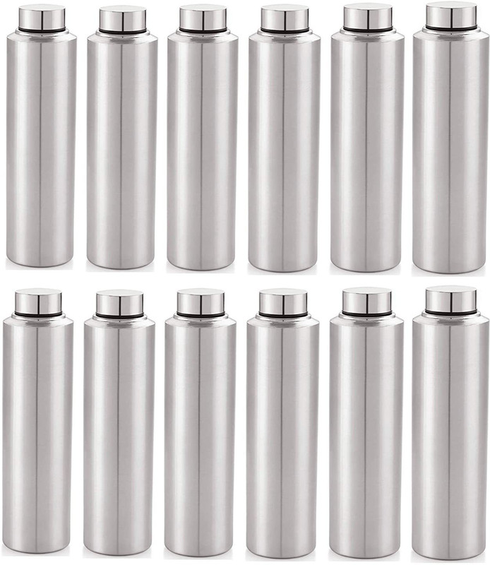AQUENCH Lean Stainless Steel 1L Water Bottle Combo for Fridge, Office, Gym & Home Use 1000 ml Stainless Steel Bottle(Pack of 2, Silver)