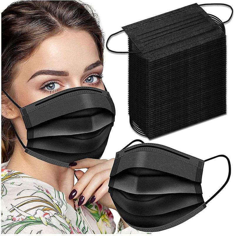ZMR OVERSEAS PREMIUM 3 PLY BLACK MASK 100 Units Disposable 3 Ply Pharmaceutical Breathable Surgical Premium Blackmask Non-Reusable, Non-Washable Surgical Mask With Melt Blown Fabric Layer(Black, Free Size, Pack of 100, 3 Ply)