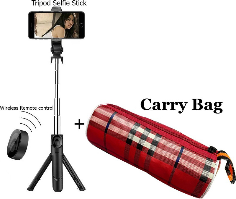 POZUB 3-in-1 Multifunctional Telescopic Tripod Mobile Phone Selfie Stick+Carry Bag Tripod, Monopod, Monopod Kit, Tripod Ball Head, Tripod Bracket, Tripod Clamp, Tripod Kit(Black, Supports Up to 500 g)