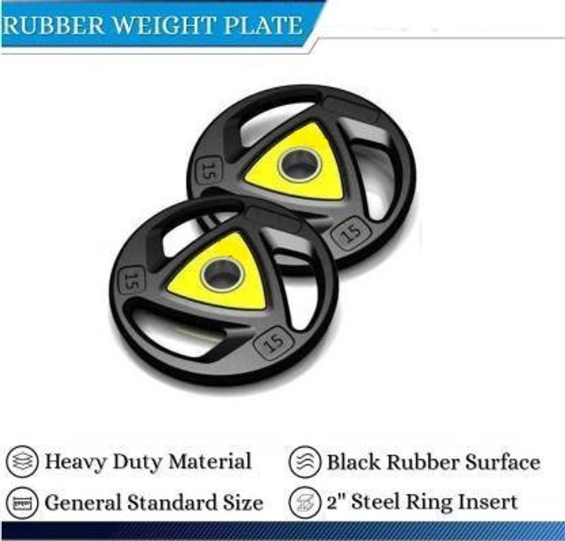 DTD 30 kg Olympic Triangle Weight Plates (15x2 )- 50 mm Hole, Color May Vary Home Gym Combo