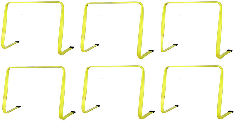 YMD 12" Agility Sports Flat Hurdle for Training, Jumping Drills, Soccer, Football PVC Speed Hurdles(For Adults, Children Pack of 6)