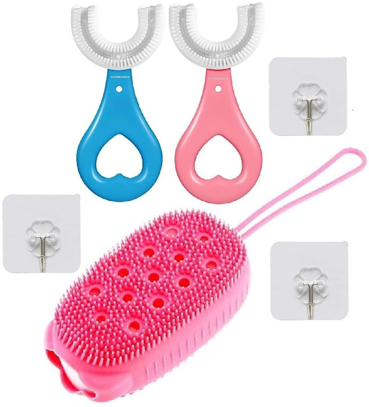 Zuvillica Silicone Baby Toothbrush for Kids, With 1 Pic. Bubble Bath(Multi Color) Soft Toothbrush(Pack of 6)
