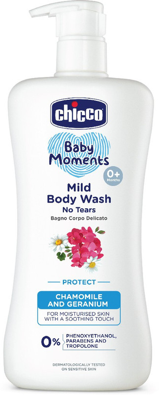 Chicco Baby Moments Mild Body Wash Protect, Paraben & SLS Free, Phenoxyethanol free,0M+(500 ml)