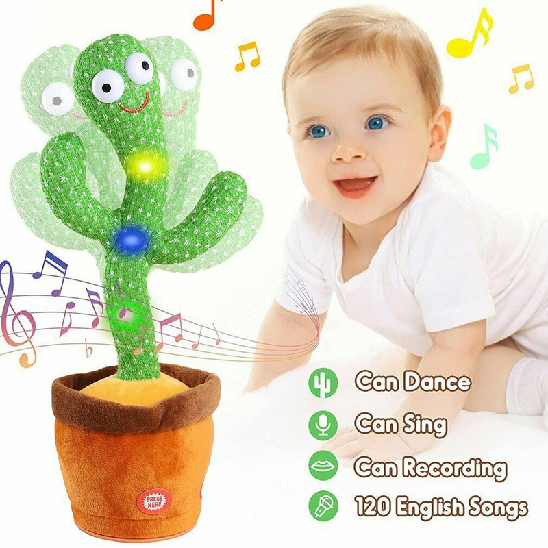 Kidnity Dancing Cactus Toy for Baby Funny Talking Record and Repeats 120 Songs Pack 1(Green)