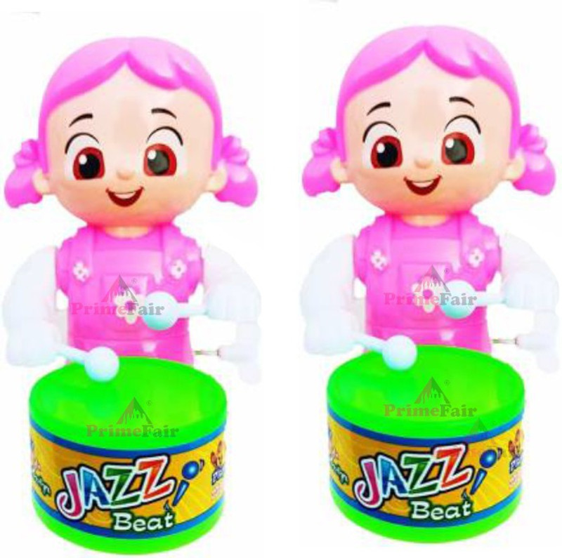 PRIMEFAIR Cute Drummer Toy with Dancing Action for Toddler Kids Birthday Gift Key-Operated(Pink, Green)