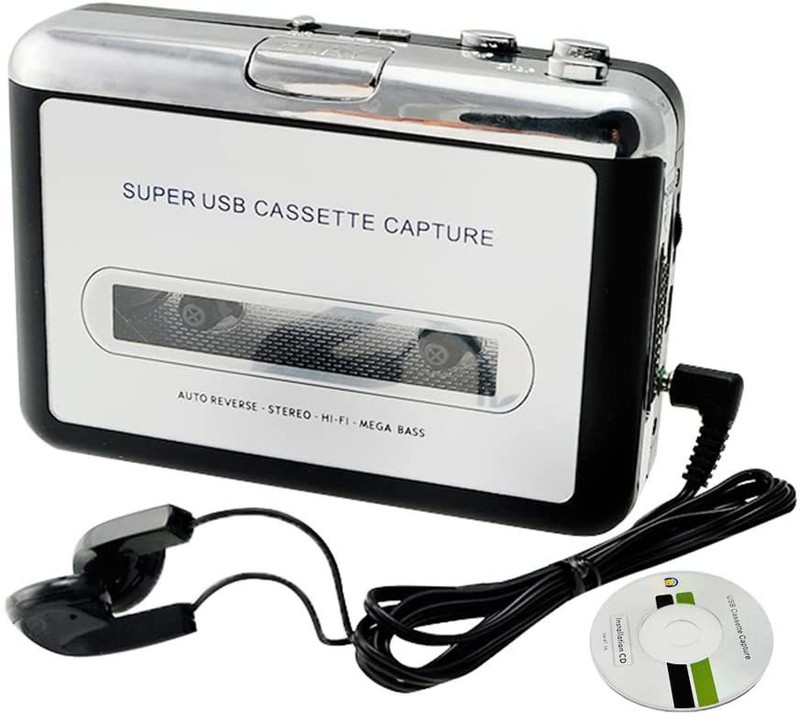 microware Cassette Tape to Mp3 PC Converter Player MP3 Player MP3 Player(Silver, 2.4 Display)
