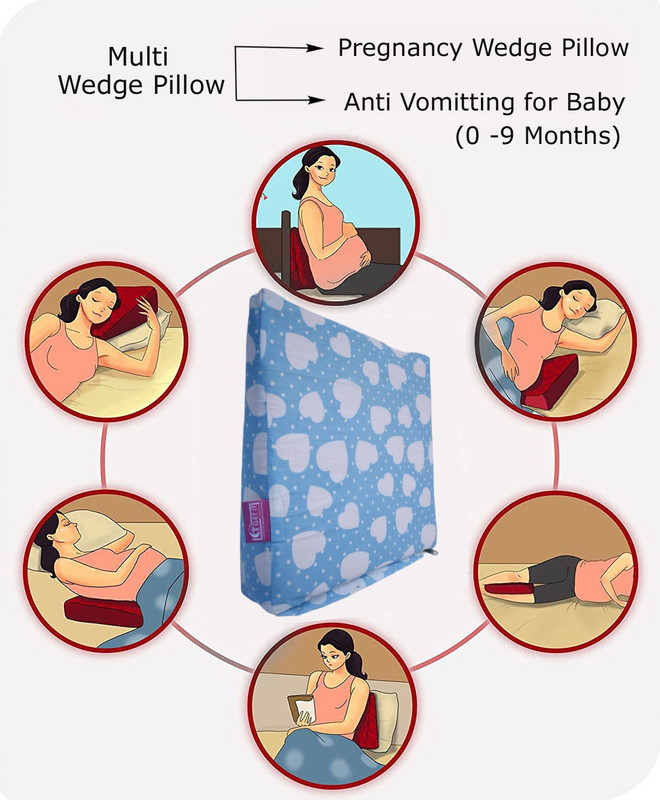 Get IT Wedge Pillow for Pregnancy women and New born Baby - Heart Blue Breastfeeding Pillow