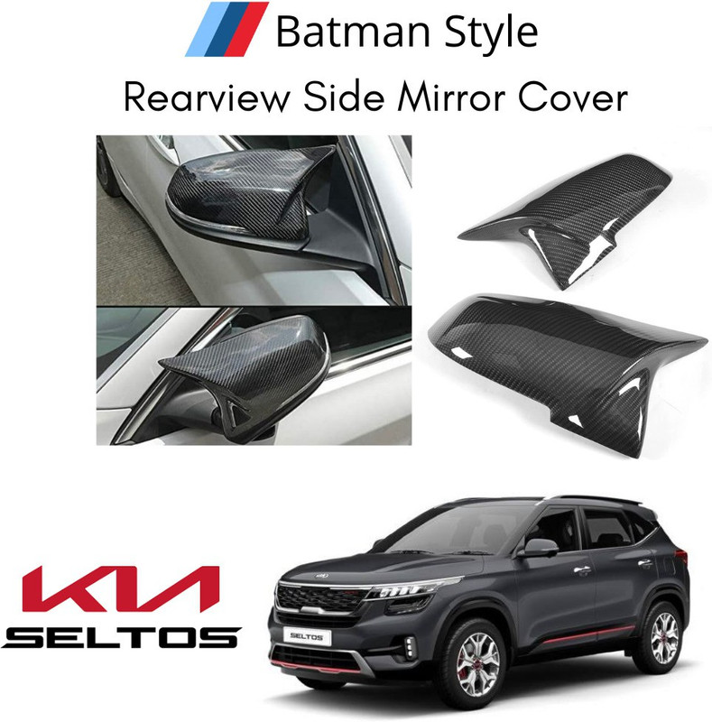 cardashion Add On Batman Mirror Caps For Aggressive Looks (carbon Fiber) Plastic Car Mirror Cover(Kia Seltos GTK 1.4)