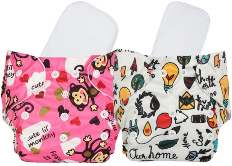 Playalong Free Size Reusable Cloth Diaper With 2 Dry Feel Absorbent Soaker Pad (3M-3Y)