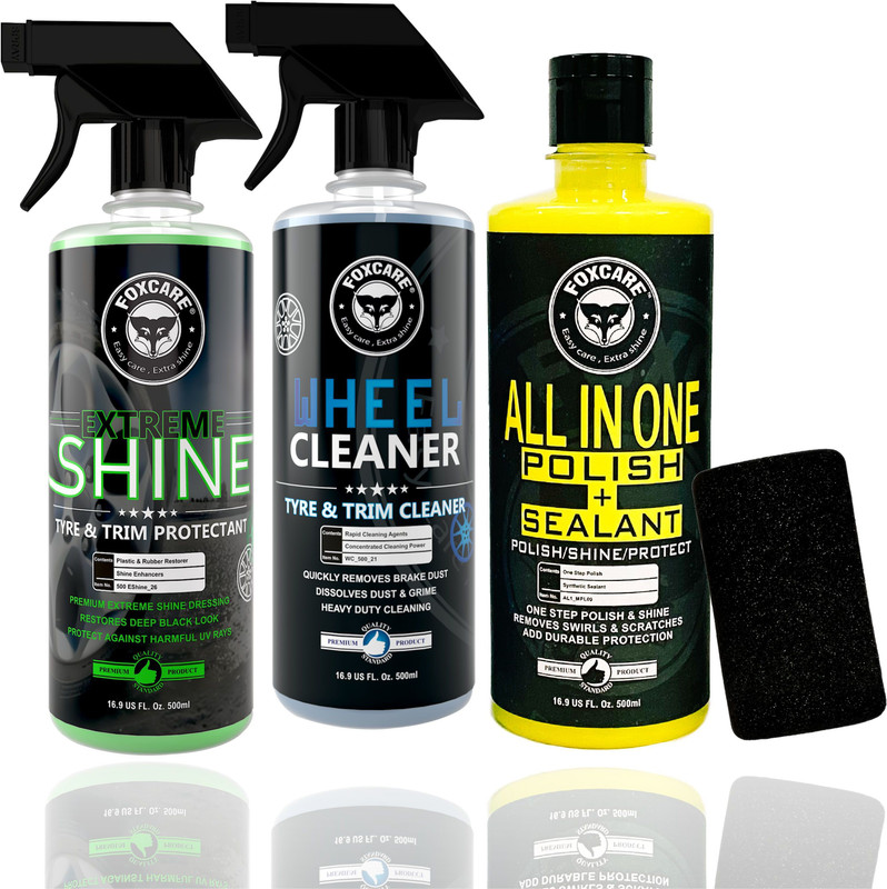 FOXCARE CAR CARE KIT-WHEEL CLEANER +EXTREM SHINE +ALL IN ONE POLISH +SEALANT 1500 ml Wheel Tire Cleaner(Pack of 3)