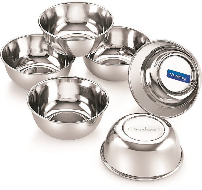 NEELAM Stainless Steel Vegetable Bowl Stainless Steel 5 22G Prem Vati Set of 6 Pcs 150 ml Each(Pack of 6, Silver)