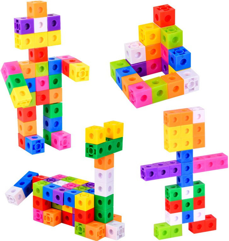 Pulsbery 100 Pcs/Set Infant Building Blocks Cube,Random Color(100 Pieces)