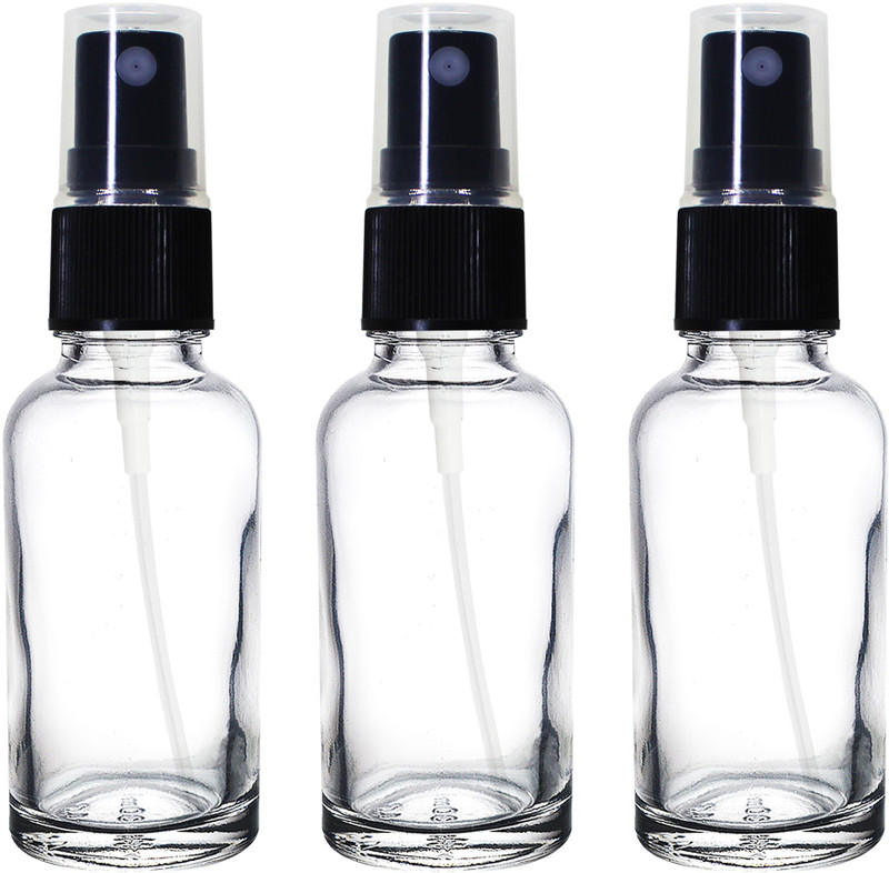 nsb herbals Clear Glass Bottle + Spray Pump + Dust Cap for DIY Perfumes, Oils, Multipurpose 30 ml Glass Bottle(Pack of 3, Clear)