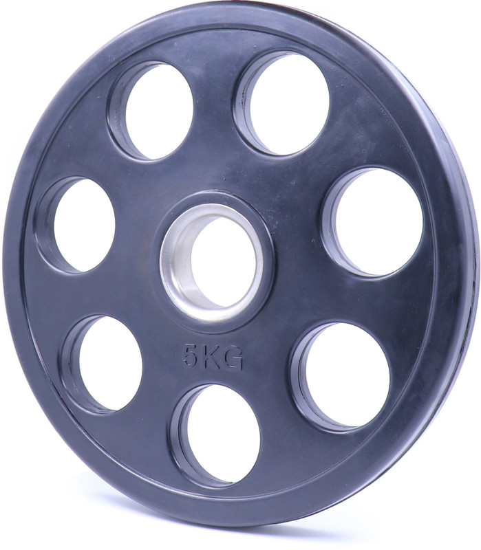 KOBO 5 kg 7 Holes - Rubber Coated Olympic Cast Iron (51mm/2) 5 Kg x 2 = 10 Kg (IMPORTED) Home Gym Combo