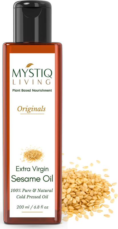 Mystiq Living Extra Virgin Sesame Oil (100% Pure & Cold Pressed For Skin, Body & Hair(200 ml)