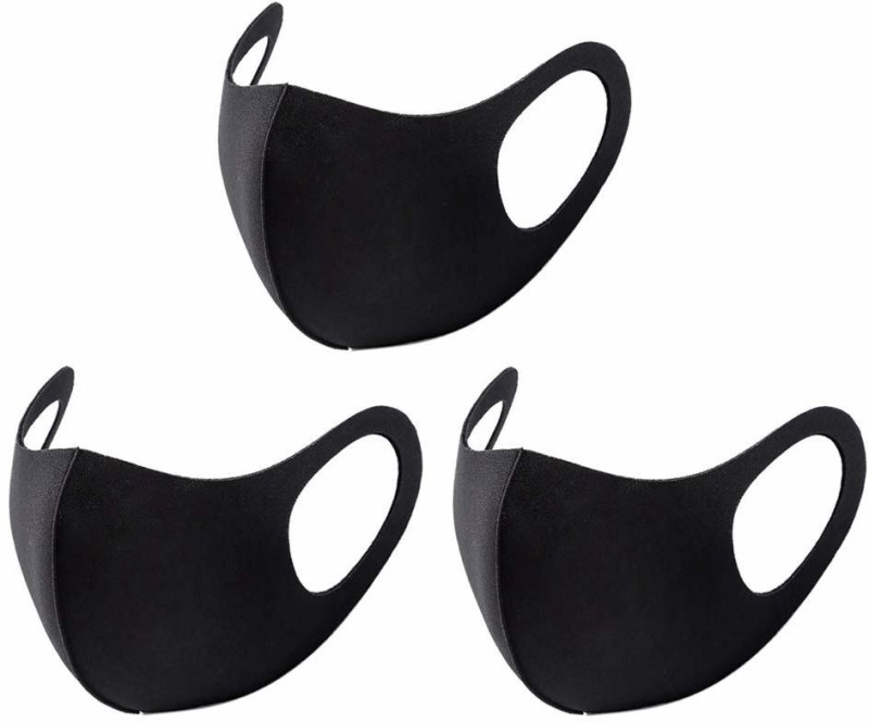 Pitreshwar Unisex Black Stretchable face Mask Sport Mask Unisex,Dry-Fit,Comfortable Workout 3 Pic Black(Black, Free Size, Pack of 1)