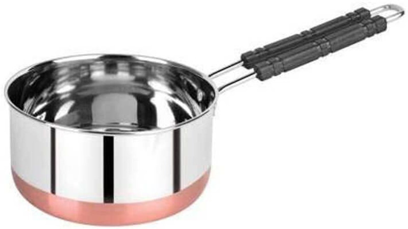 VOMI heavy quality stainless steel tea Pan/Induction Sauce pan/Tea pan/milk pan Tope/Bhagona/Patila 1.5 L capacity 15 cm diameter(Stainless Steel, Induction Bottom)