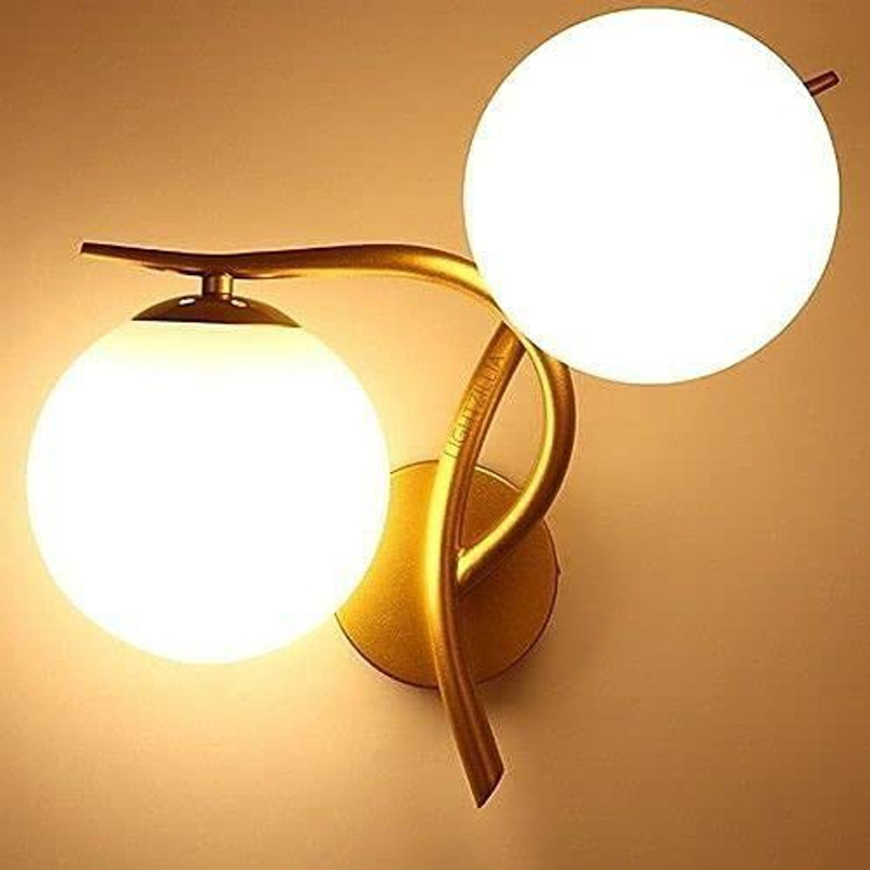 Online Generation UPLight GOLD FINISH 2 DOOM GLASS Light (Bulb Not Included) WALL LAMP Pendant Lamp Ceiling Lamp(Gold, White)