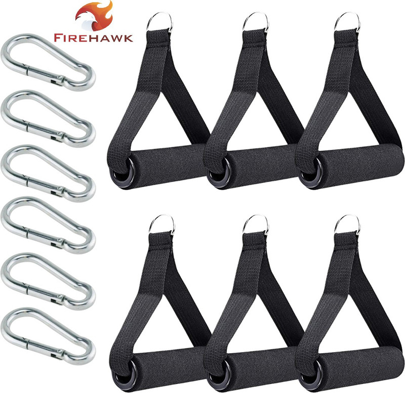 Firehawk 6Pcs Exercise Handle Cable Machine Attachment Resistance Band Handle With S Lock Multi-training Bar(Black, Silver)