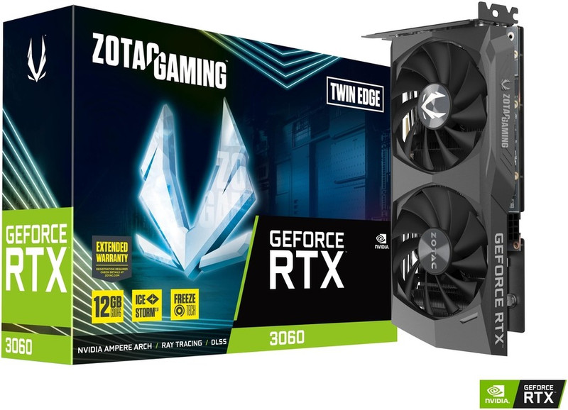 ZOTAC RTX 3060 Twin Edge GDDR6 12 GB NVIDIA Chipset 192 bit 1777 MHz Graphics Card(Black)