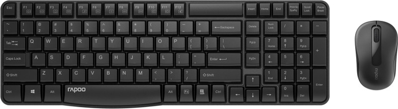 RAPOO X1800S Keyboard and Mouse Combo Wireless Standard Desktop Keyboard Compatible with Desktop, Laptop, Mac(Black)