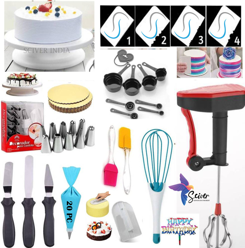 SCIVER X-235 cake decorating items combo All in one cake decoratin tools for Multicolor . Multicolor Kitchen Tool Set(Multicolor, Baking Tools, Knife, Spatula, Brush, Blender, Cooking Spoon)