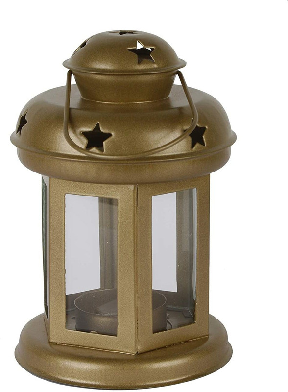 Antique collection Blue, Gold Iron Hanging Lantern(15 cm X 9 cm, Pack of 10)
