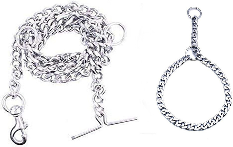 JAPIN Dog Chain with Choke Chain Silver 60 cm Dog & Cat Chain Leash (Silver) 18 cm Dog Chain Leash(Silver)