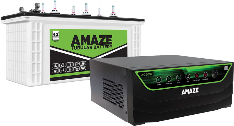 AMAZE 42 Months Warranty Tubular Inverter Battery(150 Ah, 2042STJ+AQ 700+Square Wave)