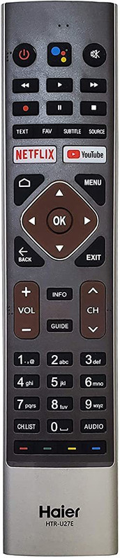 EHOP HTR-U27E with Google Assistance (Voice Function) & Netflix for LED TV Haier Remote Controller(Black)