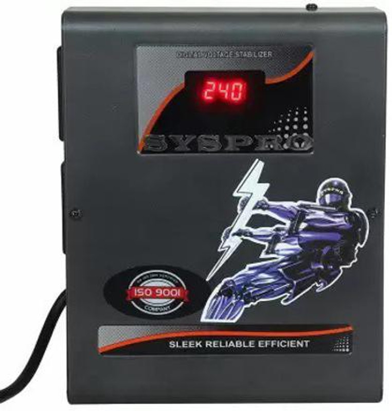 Syspro Computer Shield Plus Stabilizer for Computer, Laser Printer & Home Theatre Voltage Stabilizer(Black)